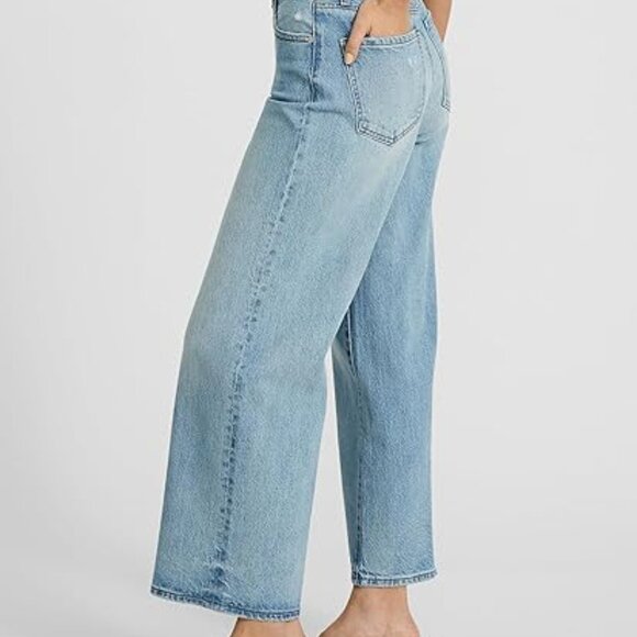 EXPRESS Women's High Waisted Light Wash Wide Leg Ankle Jeans - Picture 2 of 5